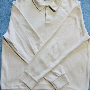 Zara Off-White Button-Up Polo